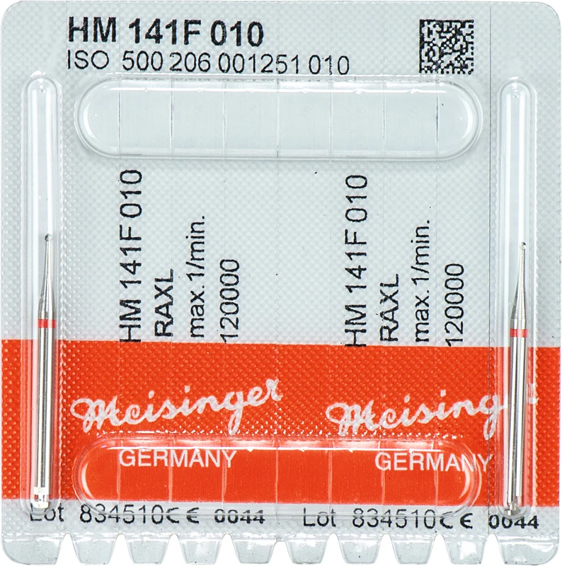 Chirurgie Fräser HM 141  Packung  2 Stück rot fein, RA XL, Figur 001, ISO 010