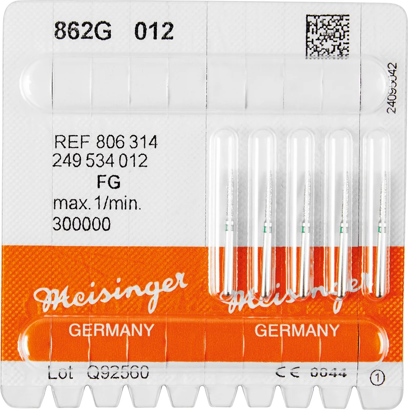 Diamanten 862  Packung  5 Stück grün grob, FG, Figur 249 Flamme, 8 mm, ISO 012