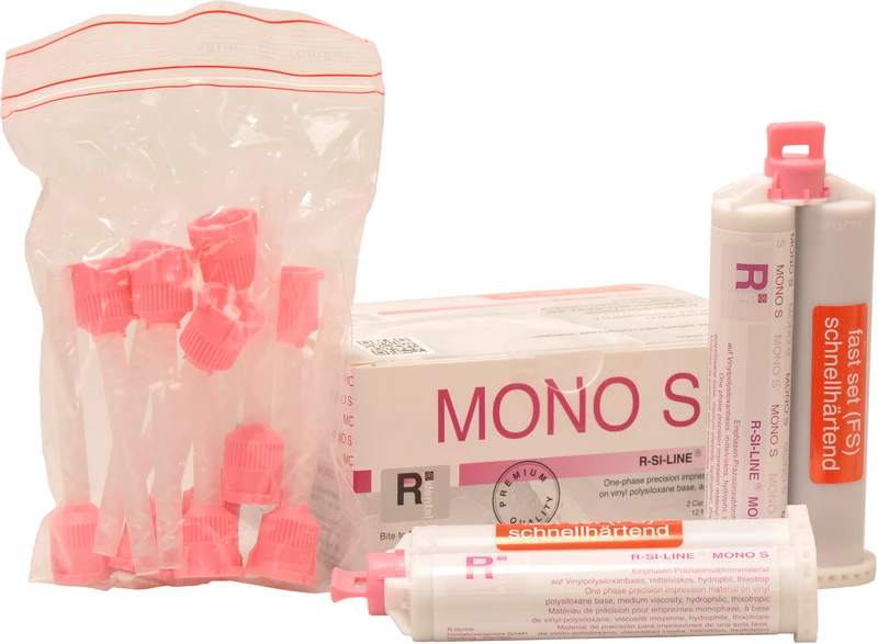 R-SI-LINE® MONO S FS  Packung  2 x 50 ml Doppelkartusche, 12 Mischkanülen SN
