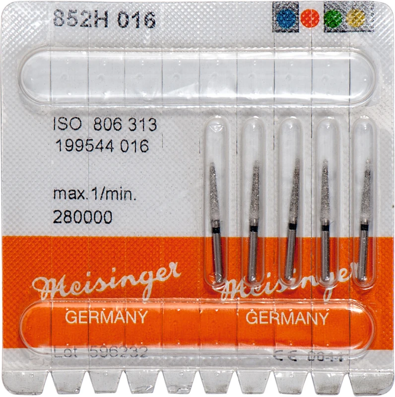 Diamanten 852  Packung  5 Stück schwarz super grob, FG S, Figur 199 Konus rund, 10 mm, ISO 016