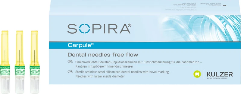 SOPIRA® Carpule® Free Flow Kanülen  Packung  100 Stück 30G, 16 mm, kurzer Anschliff, grün, Typ Injektion Periapikalisch