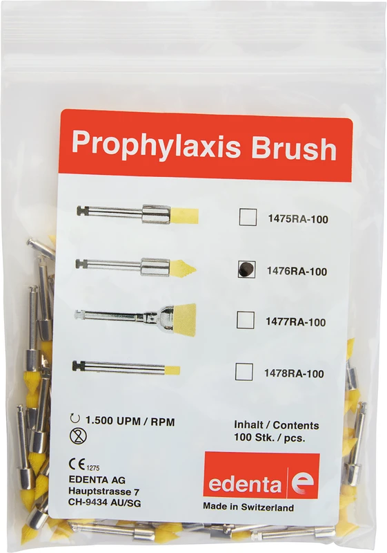 Prophylaxe Bürste  Packung  100 Stück gelb, ISO 035, RA, Flamme