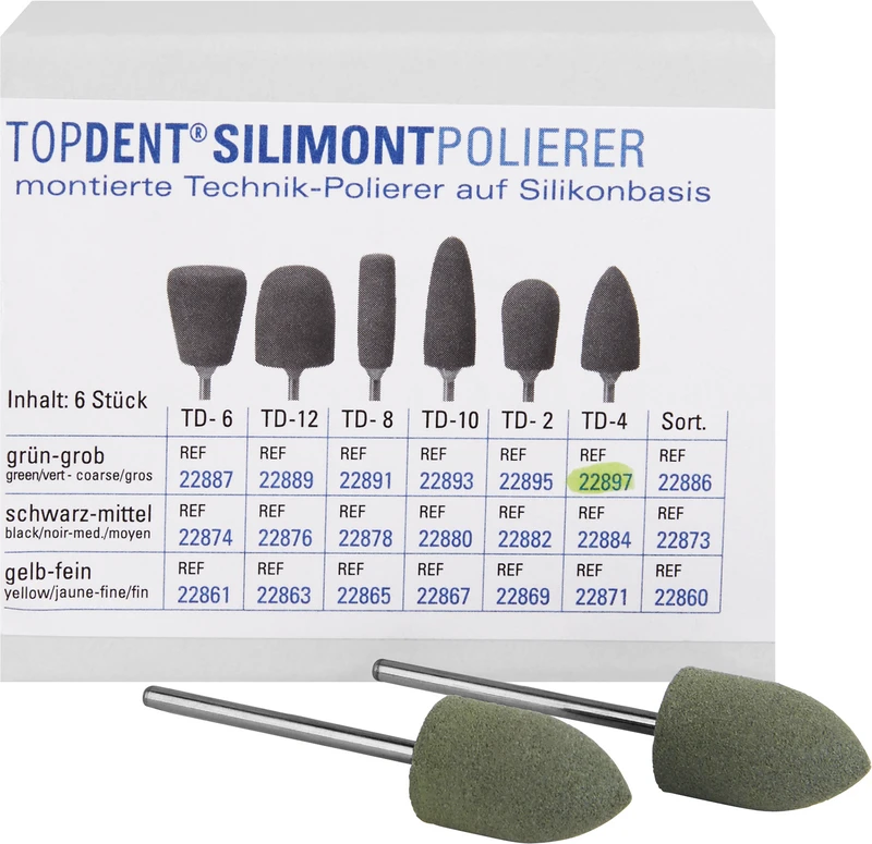 TOPDENT Silimont Polierer  Packung  6 Stück grün grob, TD-4
