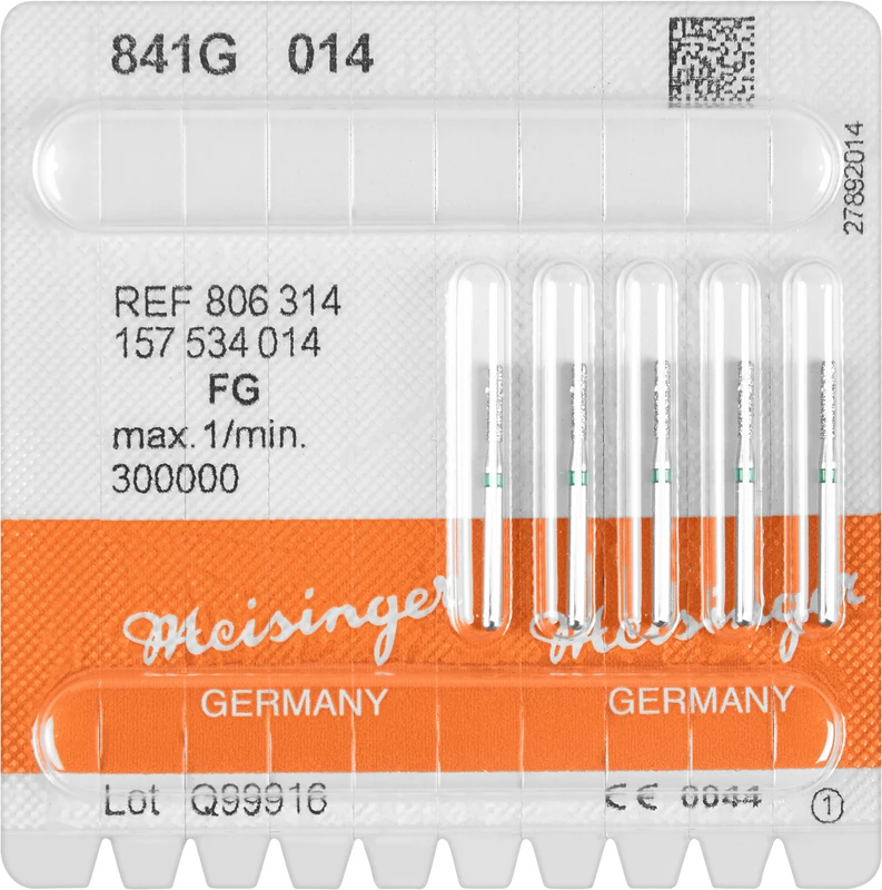 Diamanten 841  Packung  5 Stück grün grob, FG, Figur 157 Zylinder abgerundet, 6 mm, ISO 014