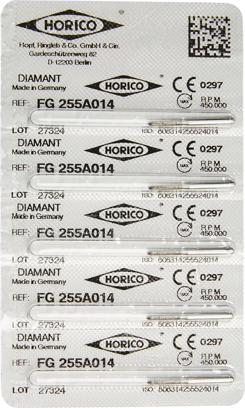 Diamantschleifer 255A  Packung  5 Stück FG, Figur 255A Spitze ohne Diamant, 11,5 mm, ISO 014