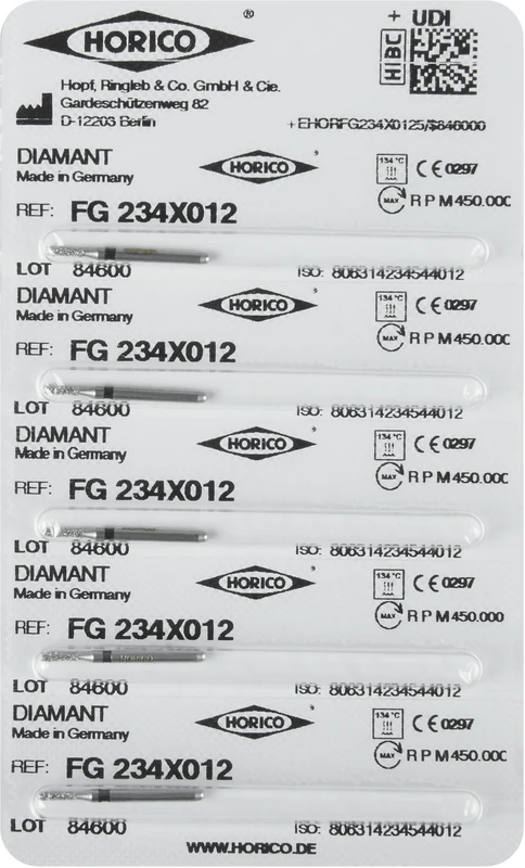 Diamantschleifer 234  Packung  5 Stück schwarz x-grob, FG, Figur 234, 4 mm, ISO 012