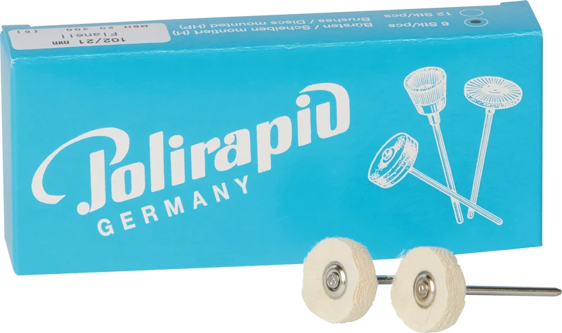 Miniaturbürsten Scheibe  Packung  6 Stück HP, Flanellstoff weich, Ø 21 mm