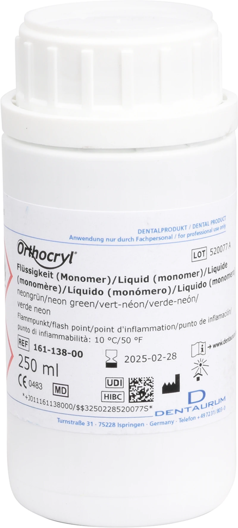 Orthocryl® Flüssigkeit  Flasche  250 ml Flüssigkeit neongrün