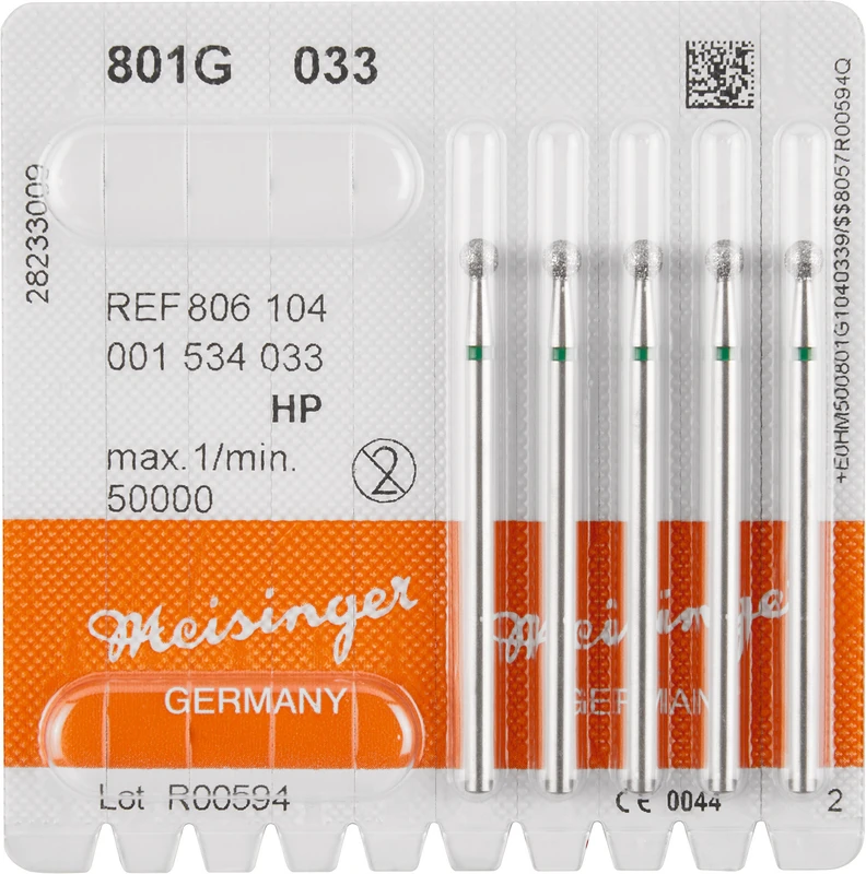Diamanten 801  Packung  5 Stück grün grob, HP, Figur 001 Rund, ISO 033