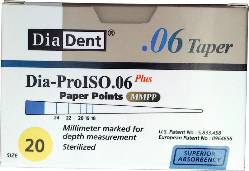 DiaDent® Dia-Pro Paper Points  Packung  100 Stück Taper.06, ISO 020