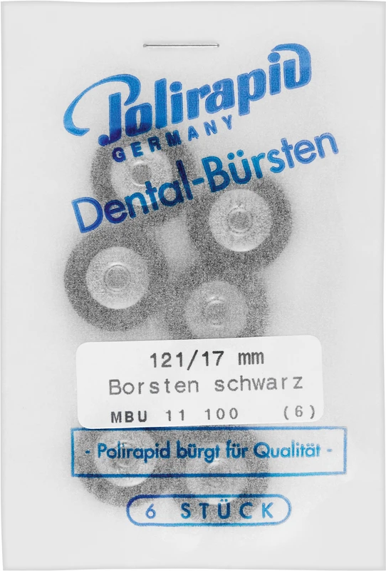 Miniaturbürsten  Packung  6 Stück unmontiert, Chungking Borste schwarz, Ø 17 mm