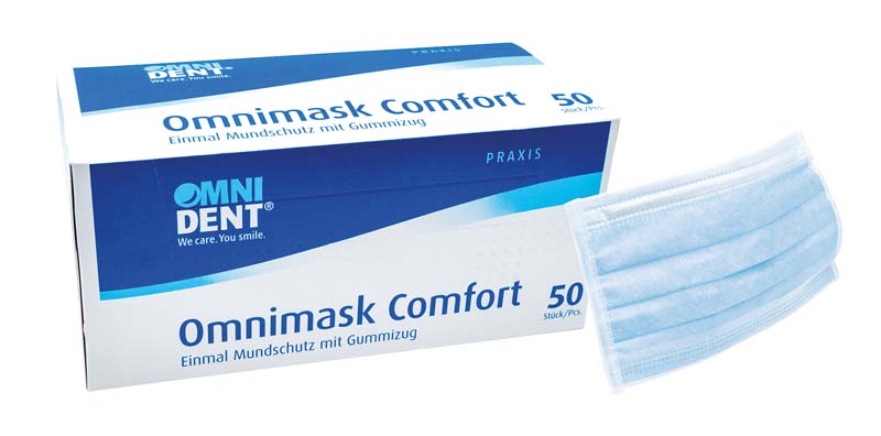 Omnimask Comfort  Packung  50 Stück blau mit Gummizug