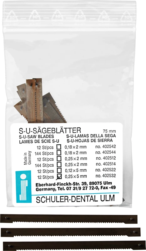 Sägeblätter  Packung  12 Stück 0,25 x 5 x 75 mm