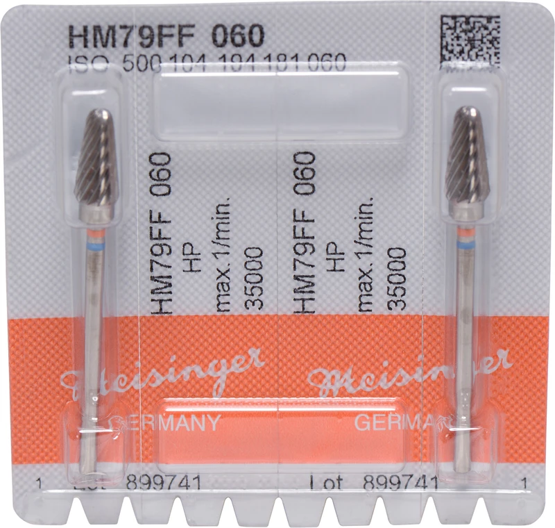 HM-Fräser FF  Packung  2 St.Facettenverz. Querhieb, orange\blau fein, HP, Figur 194, 11,4 mm, ISO 060