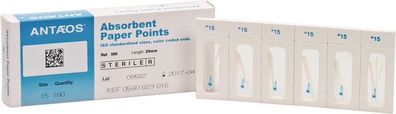 Papierspitzen steril  Packung  180 Stück Taper.02, ISO 015