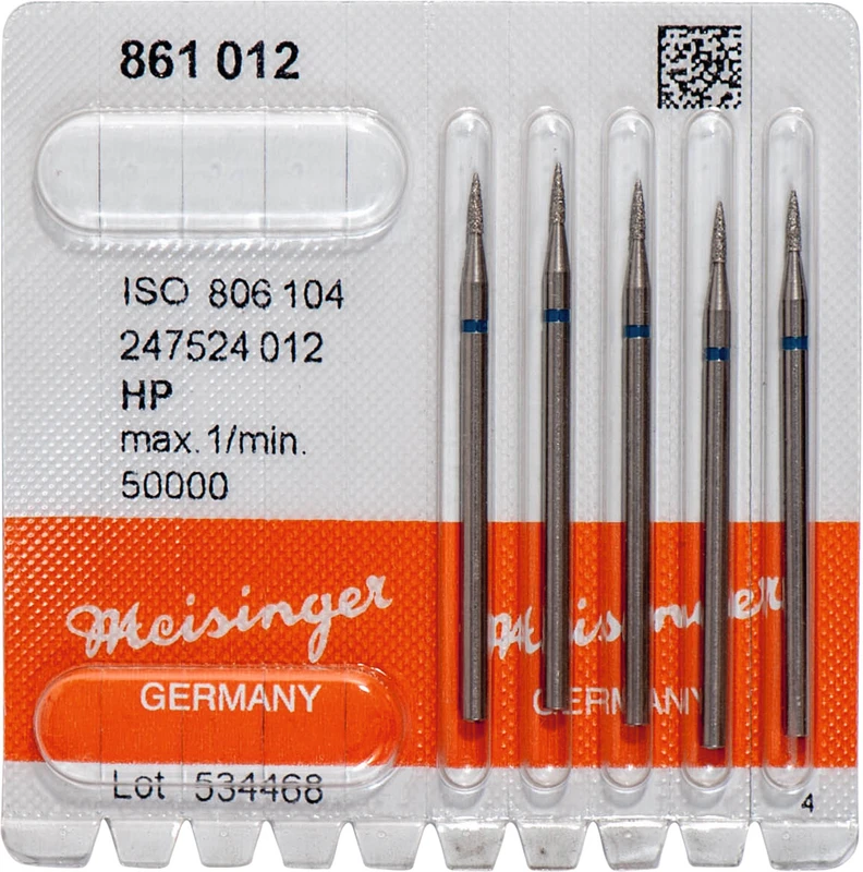 Diamanten 861  Packung  5 Stück blau mittel, HP, Figur 247 Flamme, 5 mm, ISO 012