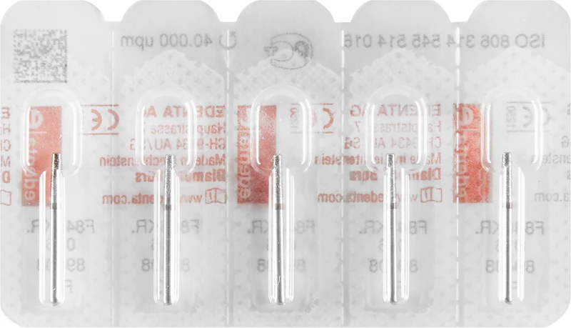 Diamanten 846KR  Packung  5 Stück rot fein, FG, Figur 545 Konus Kante rund, 6 mm, ISO 016