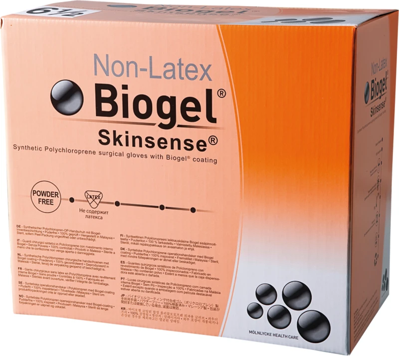 Biogel® Skinsense®  Packung  50 Paar puderfrei, leicht gelblich, Größe 9