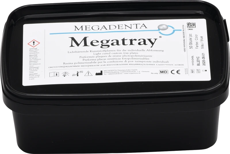 MEGATRAY Löffelplatten  Packung  100 Stück OK, blau