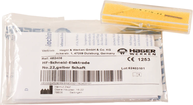 hf Elektrodenansätze  Stück  gelb, Nr. 22