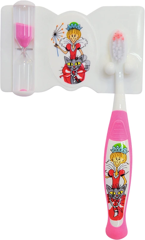 Dental Set compact  Packung  Fee (1 Zahnbürste, 1 Zahnbürstenhalter mit Zahnputzuhr) pink