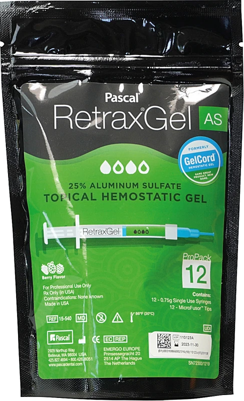 Retrax® Gel AS Aluminiumsulfat  Packung  12 x 0,75 g Einwegspritze, 12 MicroFusor Applikatorspitzen