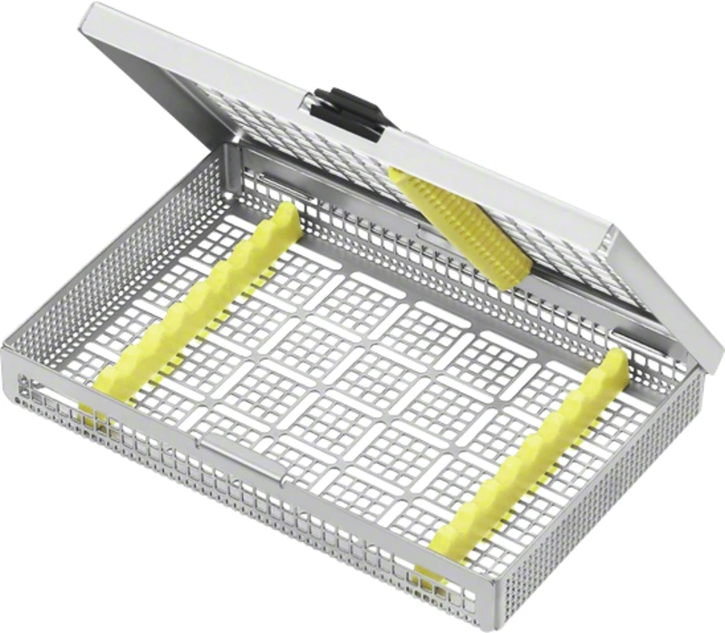 Siebtray  Stück  JG388R mit Instrumentenstege (JG400, JG401), 188 x 125 x 30 mm, für 9 Instrumente