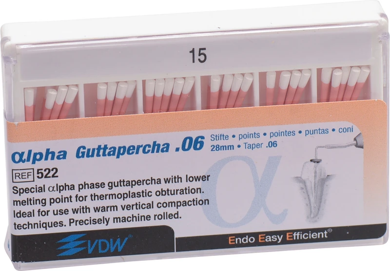 lpha Guttapercha  Packung  60 Stück 28 mm, Taper.06 ISO 015