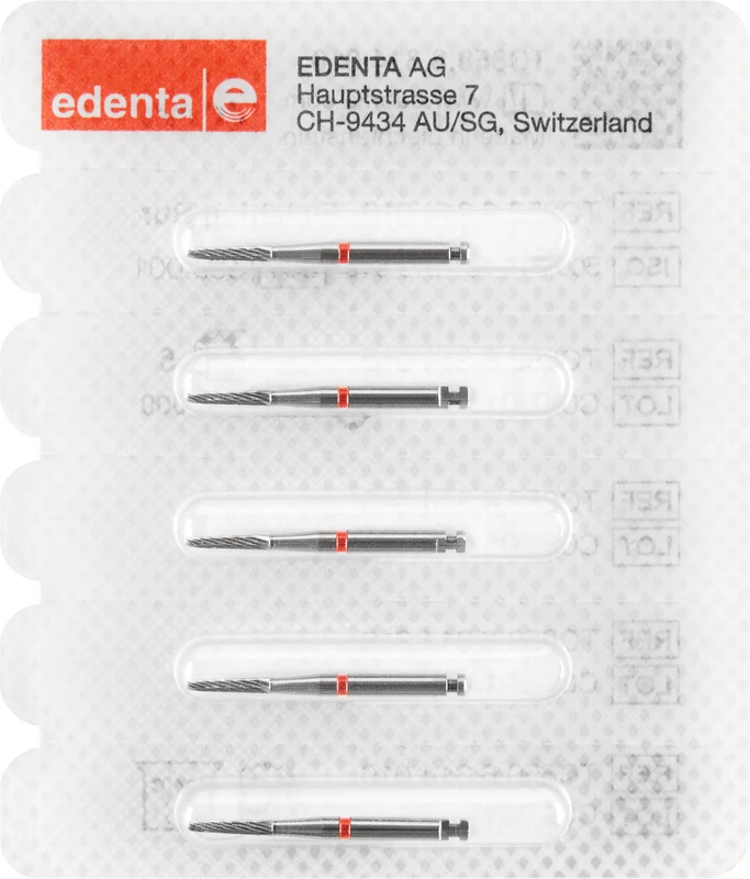 HM-Finierer TC283  Packung  5 Stück rot, 12 Schneiden, RA, Figur 298 Torpedo konisch, 8 mm, ISO 016