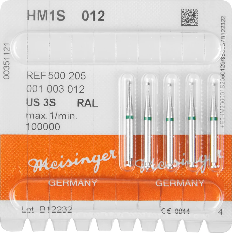HM-Bohrer 1S  Packung  5 Stück schnittfr. Verz., grün, RAL, Figur 001, ISO 012