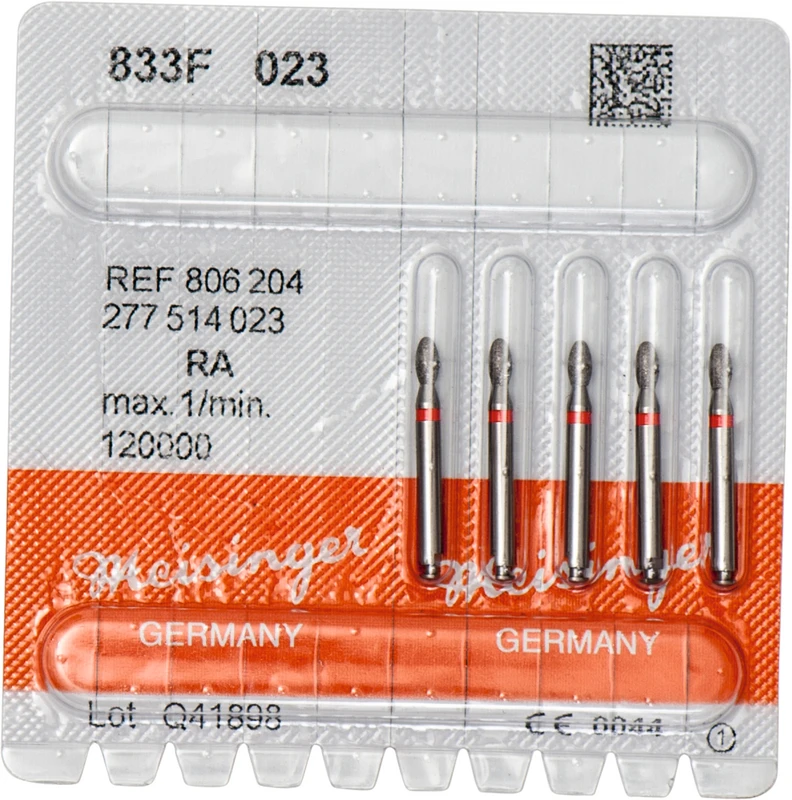 Diamanten 833  Packung  5 Stück rot fein, RA, Figur 277 Ei, 4,2 mm, ISO 023