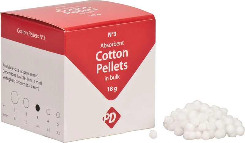 PD Wattekügelchen  Bulkpackung  18 g Ø 4,3 mm, Größe 3