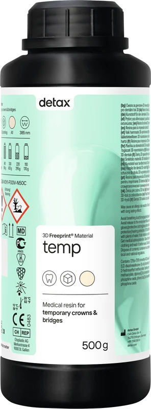 FREEPRINT® temp  Flasche  500 g Kunststoff 385 nm, A2