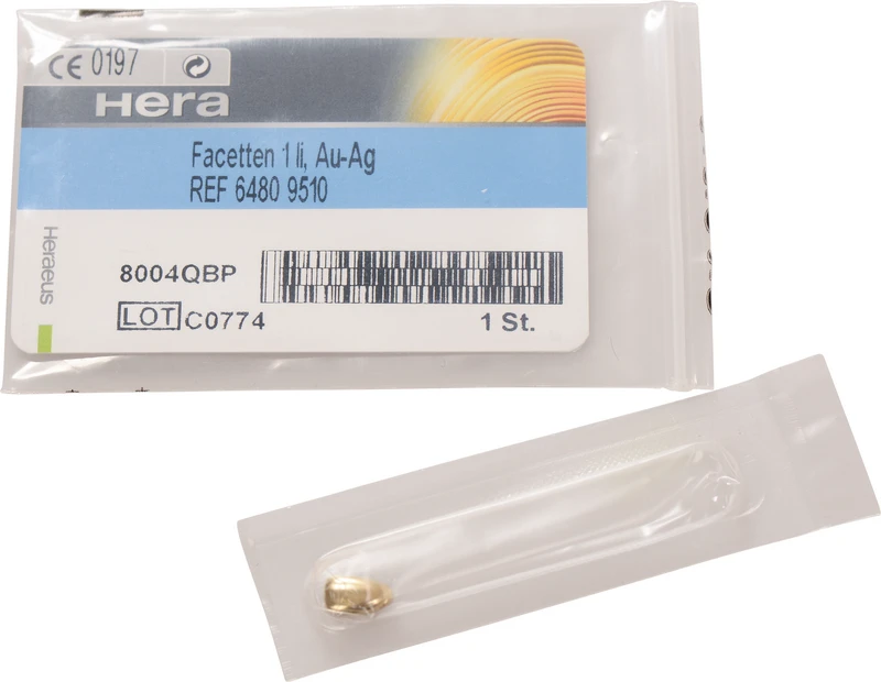 Facetten  Stück  Schneidezahn 1 mittel-groß, 6 x 10 mm, links