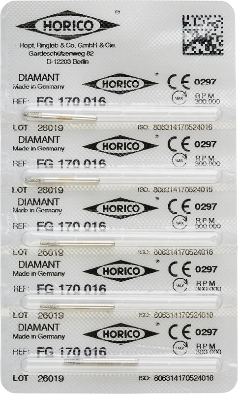 Diamantschleifer 170  Packung  5 Stück FG, Figur 170, 4 mm, ISO 016