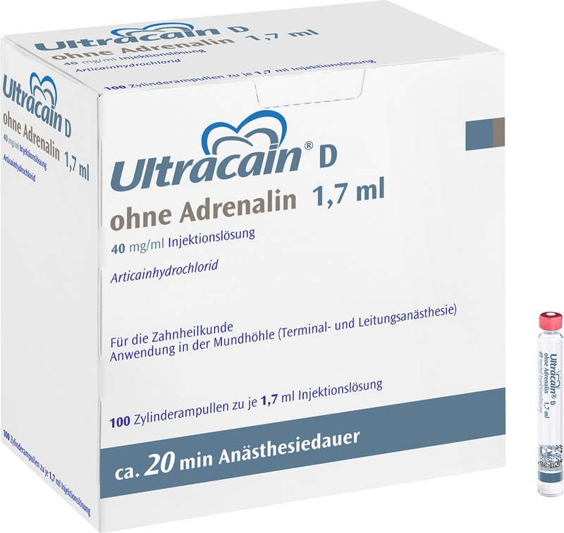 Ultracain® D ohne Adrenalin  Packung  100 x 1,7 ml Zylinderampulle