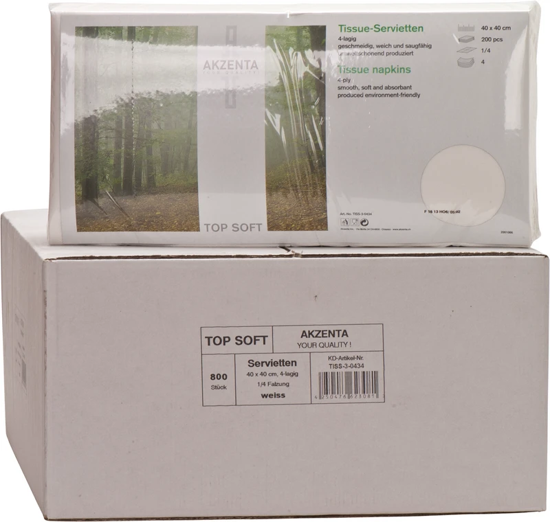 TOP SOFT Tissue-Servietten  Karton  800 Stück weiß, 4-lagig