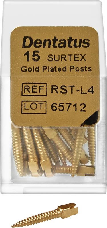 Classic Surtex vergoldete Wurzelstifte  Packung  15 Stück 11,8 mm, Ø 1,5 mm, Größe 4