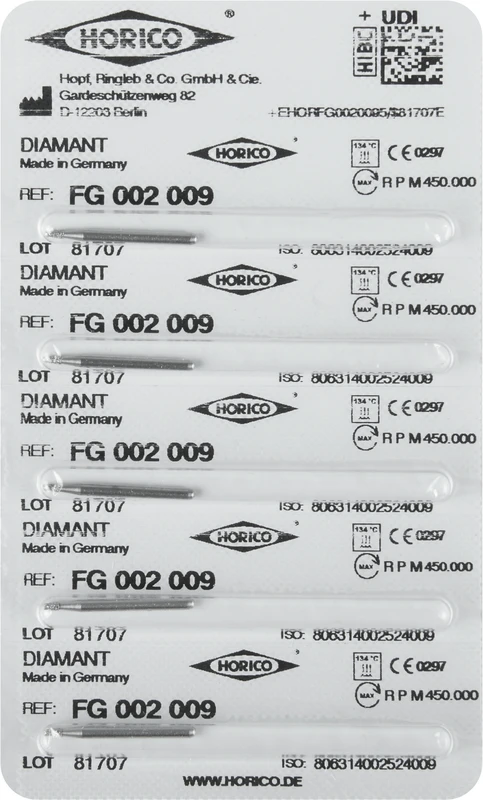 Diamantschleifer 002  Packung  5 Stück FG, Figur 002, 2 mm, ISO 009