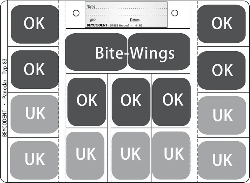 Panoclar® Typ 83  Packung  100 Statuskarten, 2 Bite-Wings, Etiketten