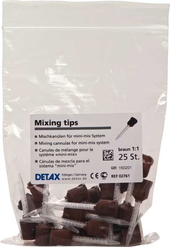 DETAX Mischkanülen braun 1:1  Packung  25 Stück braun 1:1
