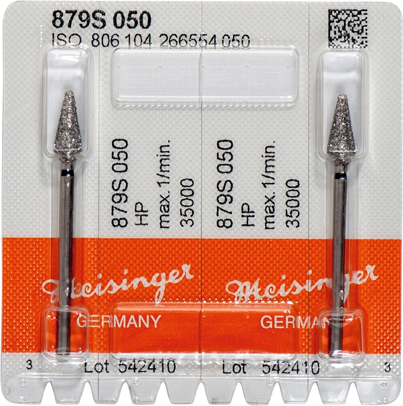 Diamanten 879  Packung  2 Stück schwarz super grob, HP, Figur 266 Torpedo konisch, 12 mm, ISO 050