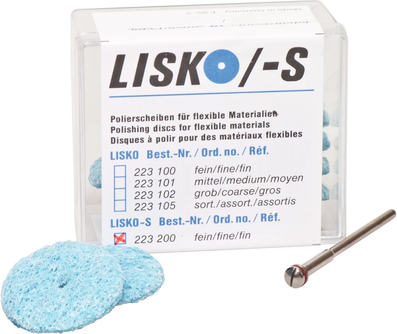Lisko-S  Packung  10 Stück unmontiert, türkis, 4 Stützscheiben, 1 Mandrell