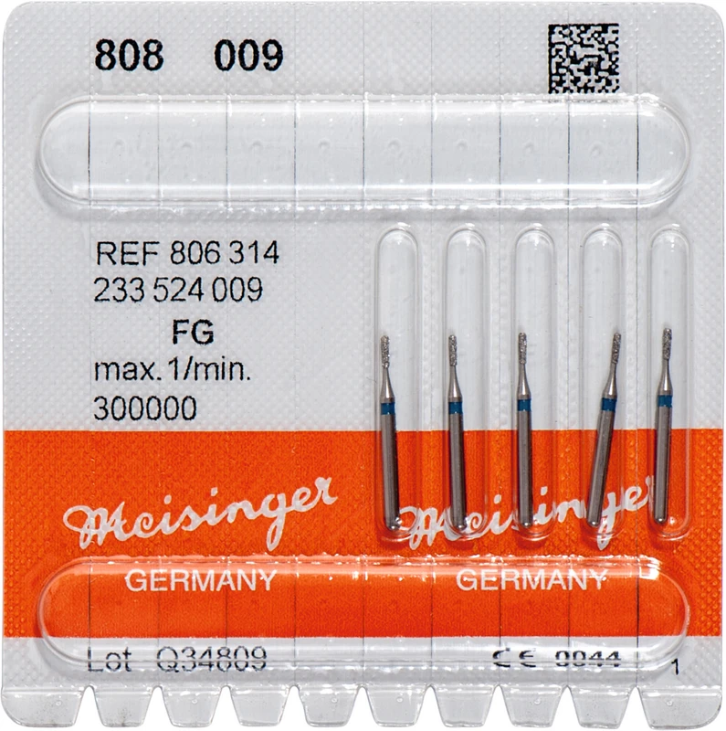 Diamanten 808  Packung  5 Stück blau mittel, FG, Figur 233 Birne, 2,7 mm, ISO 009