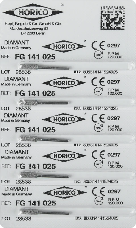 Diamantschleifer 141  Packung  5 Stück FG, Figur 141, 8 mm, ISO 025