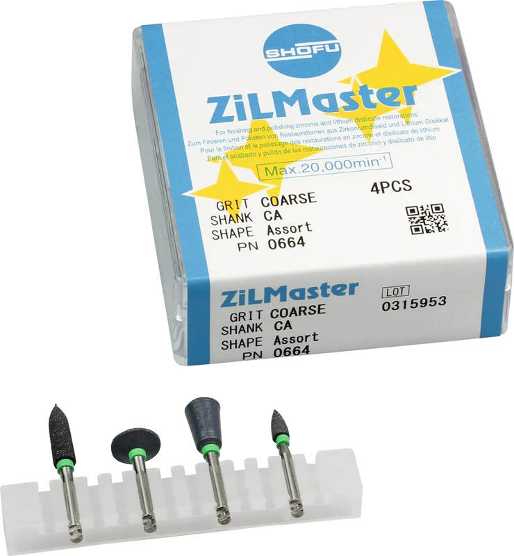 ZiLMaster  Sortiment  4 Stück (Minispitze, Walze, Linse, Kelch), grün grob, RA, ISO 030, 040, 065, 090