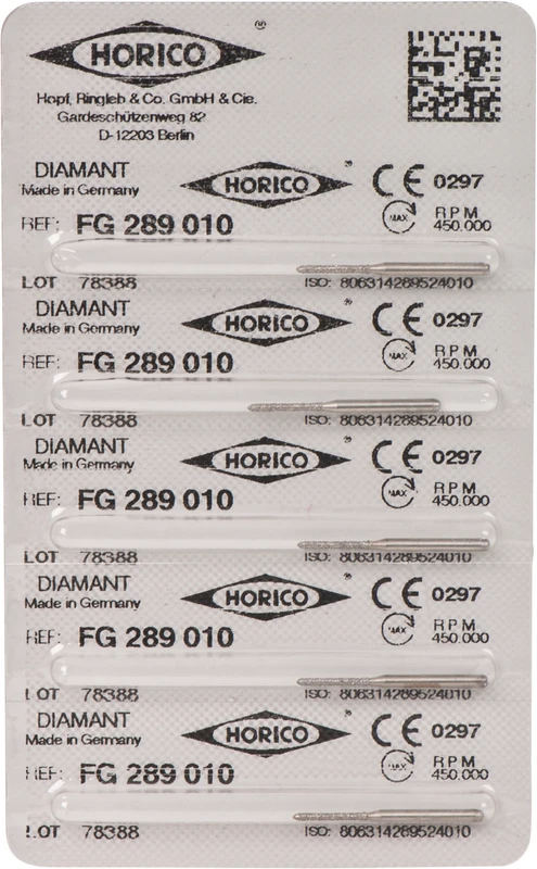 Diamantschleifer 289  Packung  5 Stück FG, Figur 289, 8 mm, ISO 010