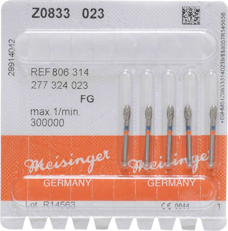 Diamanten Z0833  Packung  5 Stück blau mittel, FG, Figur 277 Ei, 4,2 mm, ISO 023