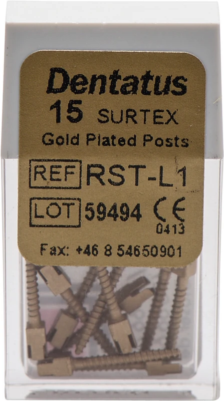 Classic Surtex vergoldete Wurzelstifte  Packung  15 Stück 11,8 mm, Ø 1,05 mm, Größe 1