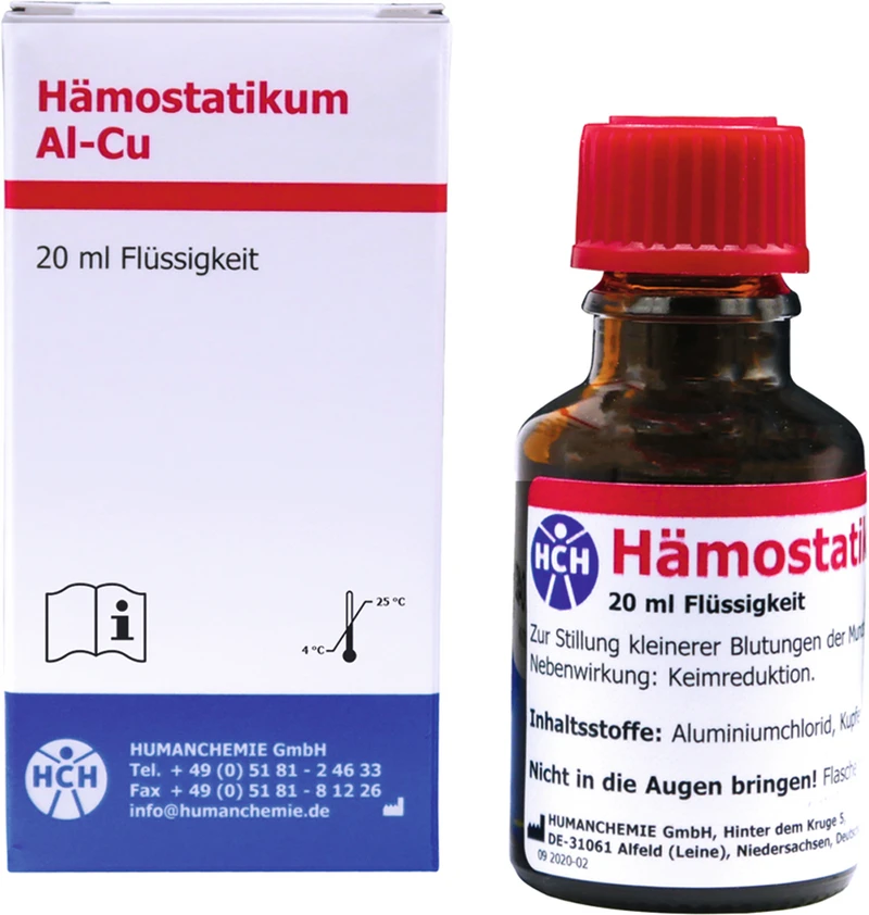 Hämostatikum Al-Cu  Flasche  20 ml Flüssigkeit mit Tropfeinsatz